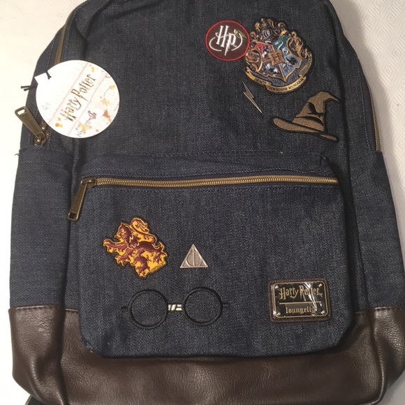 Loungefly Harry Potter Hogwarts Denim Backpack - Picture 2 of 12